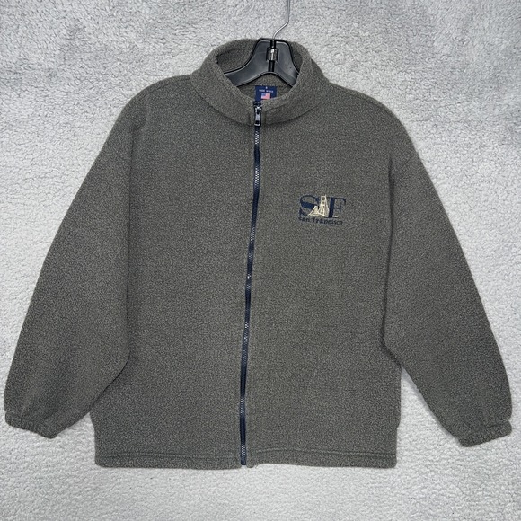 American Twist Other - VTG San Francisco Fleece Jacket Men Sz S Gray Embroider Golden Gate Zip Made USA